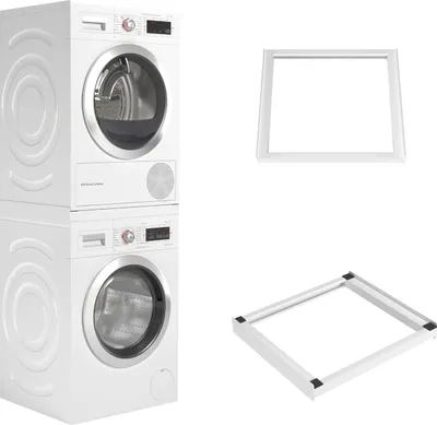 Produktbild von Wasophoogte® Zwischenbaurahmen Waschmaschine Trockner - Stapelkit für Waschmaschine und Trockner - Universeller Verbindungsrahmen
