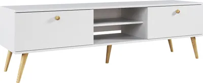 Produktbild von BETTSO RTV-Schrank TV-Tisch Fernsehtisch TV Lowboard Tisch Schnurgriffe Boho für das Wohnzimmer IKON 170 cm Weiß