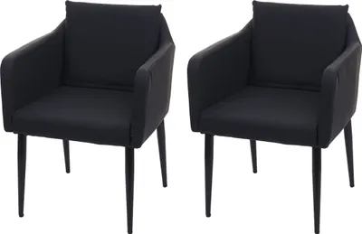 Produktbild von 2er-Set Esszimmerstuhl HWC-H93, Küchenstuhl Lehnstuhl Stuhl Kunstleder schwarz