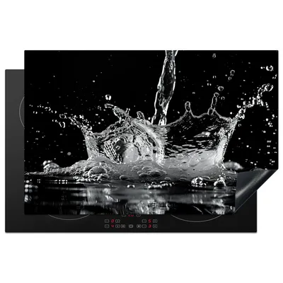 Produktbild von KitchenYeah© Herdabdeckplatte Wasser - Spritzwasser - Schwarz , 81x52cm, Küche Deko, Glaskeramikkochfeld Herdabdeckung, Abdeckplatte fùr Kochfeld