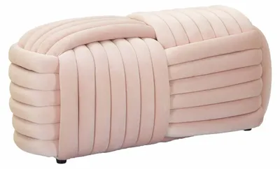 Immagine prodotto di Panca Softy in velluto rosa cipria con nodo centrale 90x45x45 cm