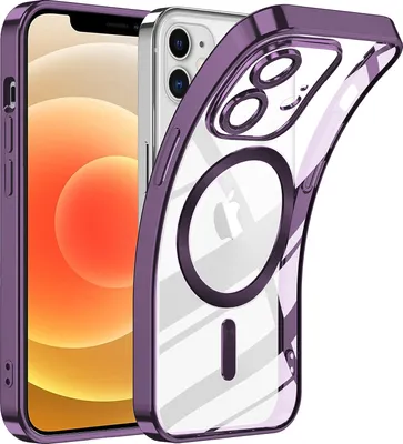 Produktbild von Handyhülle für iPhone 12 mit Magsafe und Kameraschutz, Magnetisch Ultra Dünn Klar Überzug Schutzhülle Lila