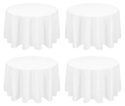 Produktbild von Runde Tischdecke 177 cm Weiß Polyester 4 Stück