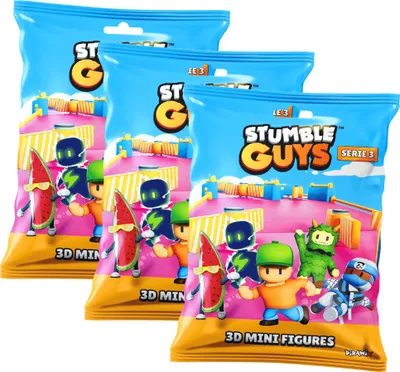 Produktbild von Stumble Guys 3D Sammelfiguren Serie 3 - Chrome Crystal Figur - 3 Tüten