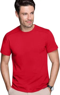 Produktbild von Dekoriertes Herren-T-Shirt, 95% Baumwolle, 5% Elasthan, unbedruckt, einfarbig, 180g/m2, Farbe formula red, Größe M