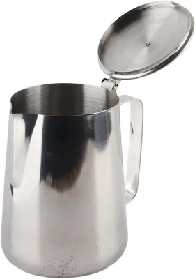 Produktbild von Kaffee- und Milchschaumkanne mit Deckel für Latte und Cappuccino - 2000 ml Edelstahl