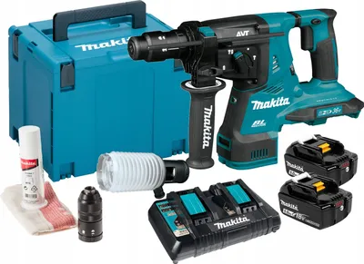 Zdjęcie produktu dla Makita DHR281PT2J, Wiertarka pistoletowa, SDS Plus, Bezszczotkowy, Czarny, Niebieski, 5000 RPM, 3,2 cm