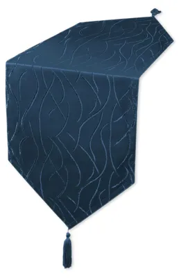 Produktbild von Tischläufer blau dunkel 30x160 cm Damast Streifen Tischband modern Tischdecke Mitteldecke