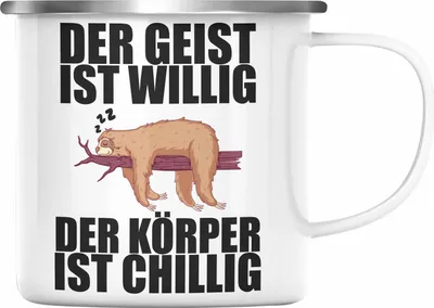 Produktbild von Trendation - Lustige Emaille Tasse mit Spruch Faultier Mitarbeiter Arbeitskollege Geschenk Büro (Silber)