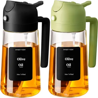 Produktbild von 2-in-1 Ölsprüher und Öldispenser 470 ml, Glas, BPA-frei, Für Kochen, 2 Stück