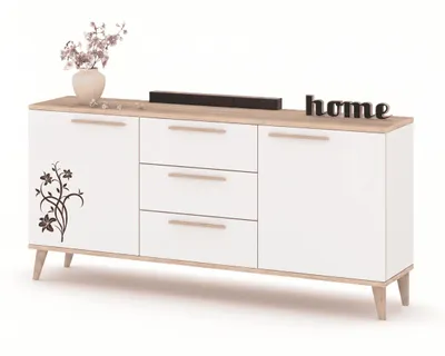 Produktbild von Kommode mit Schubladen Fernsehschrank HANA 3S Sonoma Eiche/Weiß Matt 150, KI-generiertes Bild