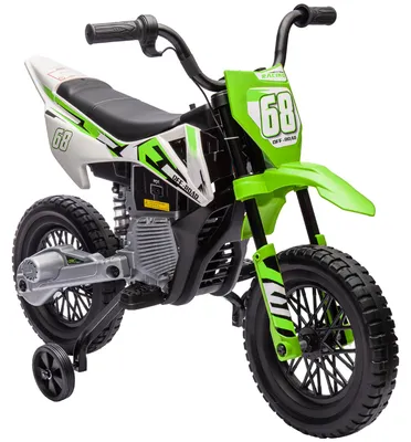 Image de AIYAPLAY Moto šŠlectrique pour enfant moto cross pour enfants de 3 š€ 6 ans 2 moteurs 12V vitesse max. 5 km/h vert