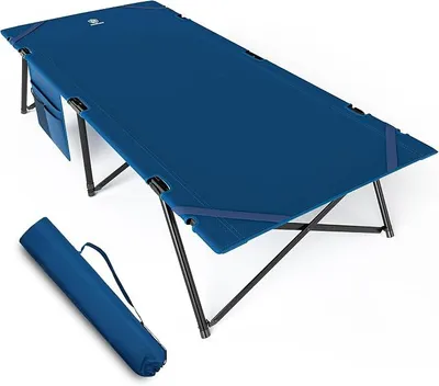 Imagen del producto de Cama plegable de camping, tamaño XXL, 214 x 79 x 50 cm, capacidad de carga de 200 kg