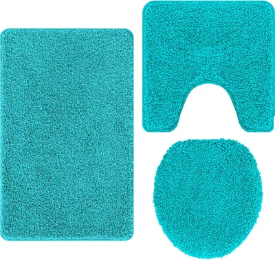 Image de vidaXL Ensemble de tapis de bain antidérapant 3 pcs Turquoise PP