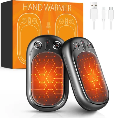 Produktbild von Elektrische, wiederaufladbare Handwärmer – Set mit 2 Stück – USB-Anschluss – Bis zu 12 Stunden Betriebsdauer – 3 Wärmestufen – Magnetisches 2-in-1-Design