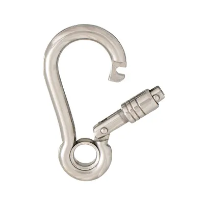Produktbild von Karabinerhaken mit Springverschluss und Kausche, Edelstahl A4 AISI 316, 5mm, 50x26mm