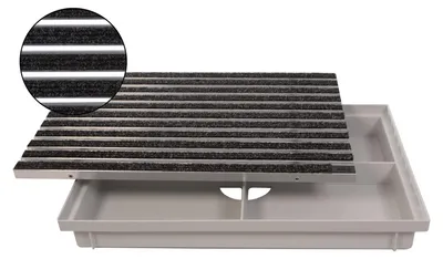 Produktbild von ACO Eingangsmatte Vario + Bodenwanne 75mm Kunststoff, Rips Anthrazit, 60x40cm