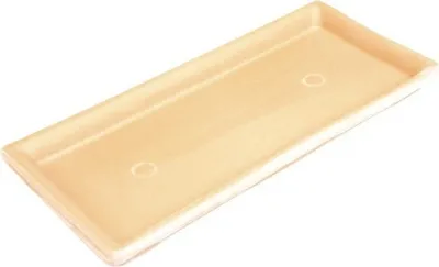 A rectangular planter saucer on a white background.