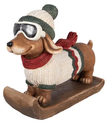 Produktbild von Clayre & Eef Weihnachtsdekorationsfigur Hund 51x17x37 cm Braun Keramik