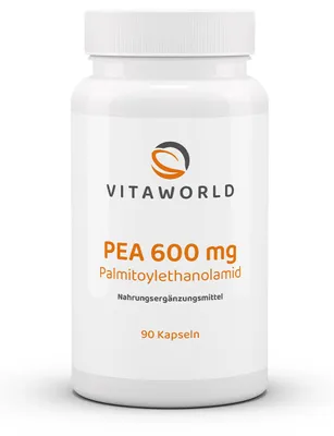 Produktbild von Vitaworld PEA 600 mg Palmitoylethanolamid | 90 Kapseln | laktosefrei & glutenfrei | vegan