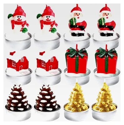 Produktbild von 12 Stück Mini Teelichter Weihnachten Kerzen ohne Duft