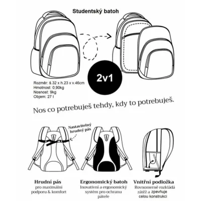 Produktbild von EXPLORE Schulrucksack 2in1 VIKI Lilla