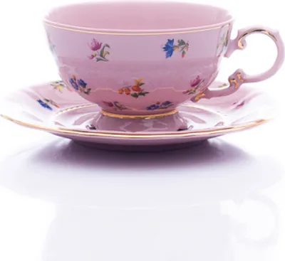 Image de Tasse à thé avec soucoupe, Sonata, 0,20 l, porcelaine rose, Leander