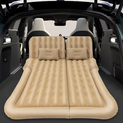 Produktbild von Aufblasbares Auto-Bett - Rücksitz Luftmatratze - Universal für Auto/SUV - Reisematratze 2‑in‑1 - Extra robust - Mit 2 Kissen - Beige