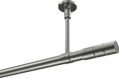 Produktbild von Interdeco Gardinenstange / Vorhangstange Edelstahl-Optik, Typ Sonette Elanto (Rillenzylinder) ohne Ringe, Deckenmontage, 20 mm Ø 1-läufig, 200 cm