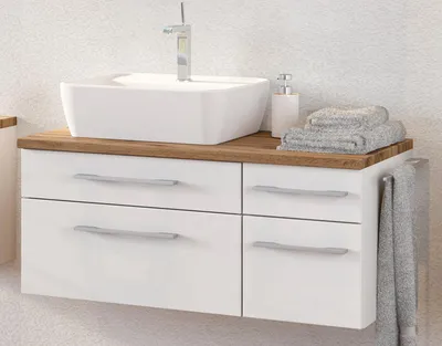 Produktbild von Waschbeckenunterschrank Schrank Badschrank Unterschrank Badmöbel "Davos V" Weiß/Weiß-Matt