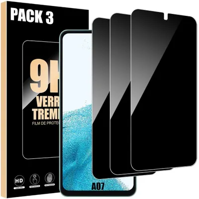 Image de 3 Verres Trempés Anti-Espion pour Samsung Galaxy A07, Protection d'écran Antichoc Anti-Rayures