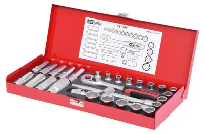 Produktbild von KS Tools 917.4031, Steckschlüssel-Satz, 3/8", 30 Kopf/Köpfe, Chrom-Vanadium-Stahl, 2,88 kg