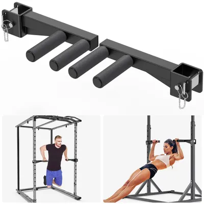 Image de Fixation de barre de dips - Poignées antidérapantes - Capacité de 500 lb - Pour dips et pompes
