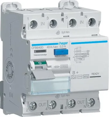 Produktbild von Hager FI-Schutzschalter CFB640D