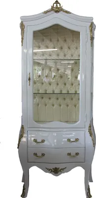 Produktbild von Casa Padrino Barock Vitrine Weiß / Gold - Vitrinenschrank - Wohnzimmerschrank Glasvitrine