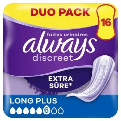Produktbild von Always Discreet Inkontinenzeinlagen für Frauen, Long Plus, 16 Stück