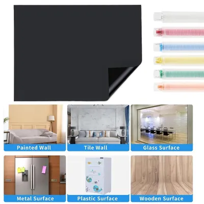 Image de Film magnétique adhésif pour tableaux – Adapté aux murs, aux portes et aux réfrigérateurs – Réutilisable – Effaçable – Film en polypropylène avec cadre en PVC – 100 x 200 cm, couleur noire