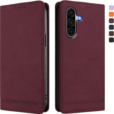 Produktbild von Hülle für Samsung Galaxy A17 5G/4G, Retro Kunstleder Ständer Klapphülle mit Kartenfächer und Magnetische Rot