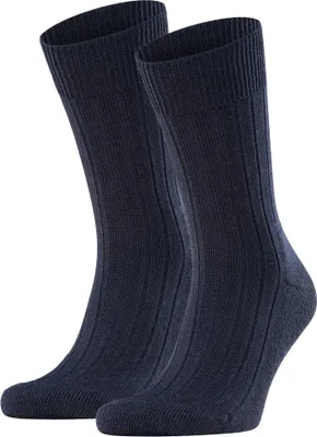 Produktbild von FALKE pánské ponožky 2-pack - koberec v botě, Vlna, jednobarevné tmavě modré 43-44