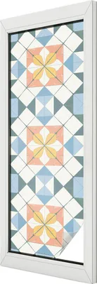 Obrázek produktu pro Vitrážová fólie na okno - 146x50 cm - vitrážový vzor - neprůhledná dekorativní fólie na ochranu soukromí - samolepicí, UV ochrana - barevná symetrie