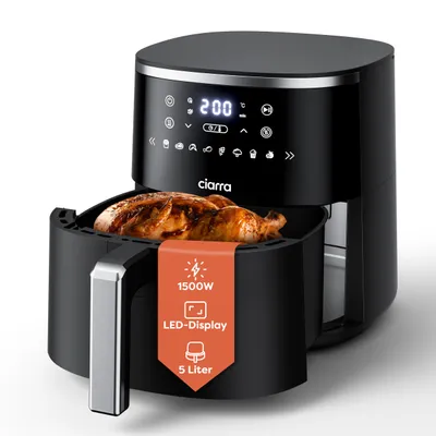 Produktbild von Ciarra Heißluftfritteuse – RapidAir Technologie, Touch-Display, 8 Programme, Einstellbare Temperatur (80-200 °C) & Zeit, Antihaftbeschichtung, für 1-5 Personen, Einfache Reinigung, VMBAF1A