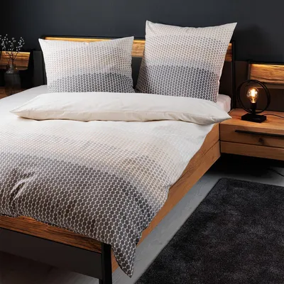 Produktbild von Janine Feinbiber Bettwäsche Davos 65171 grau beige 135x200 cm + 80x80 cm