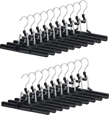 Productafbeelding van Famanu set met 20 ophanghaken - 360° draaibaar - Klemmen met rubber - 26 cm - Zwart