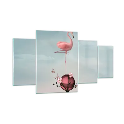 Produktbild von Bilder auf glas - Flamingo Blume Grafik Illustration - 160x90cm - Glasbilder - Wandbilder - Kunstdruck - Wanddekoration aus Glas - Glas Bilder - Wandbild auf Glas - GDL160x90-3187