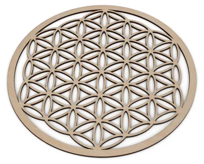 Image de Ensemble de 3 bougeoirs en bois ornés de motifs de fleurs de vie