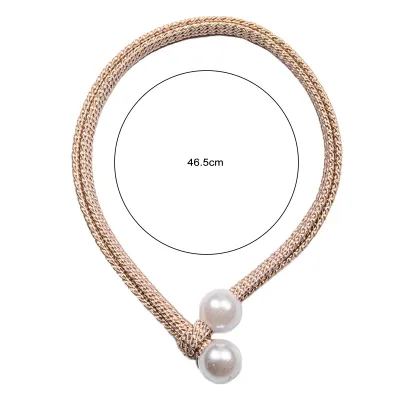 Produktbild von 2pcs/Set Faux Pearl Curtain Tieback Elegant Modern Punch Free Free Containback Holder Wohnzimmer Schlafzimmer Dekoration Haushaltsvorräte-Beige