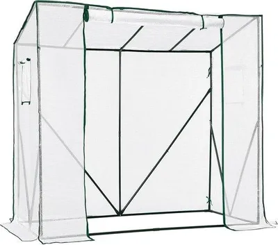 Obrázek produktu pro Stabilní box na pěstování rajčat 200 × 77,5 × 149 cm, bílý, PE fólie, šikmá střecha