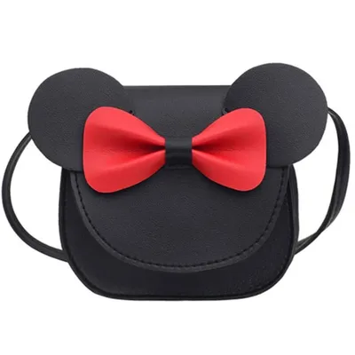 Produktbild von Niedliche kleine Mädchen Bowknot Umhängetasche Handtasche, PolyurethanSchulterhandtasche für Kinder Mädchen Kleinkinder(Schwarz)