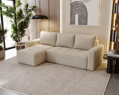 Produktbild von Ecksofa Schlafsofa NOHA in Stoff Now or Never Beige Ottomane Links