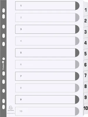 Produktbild von Exacompta 25x Register 10 Taben von 1 bis 10 A4 Weiß MWD1-10Z